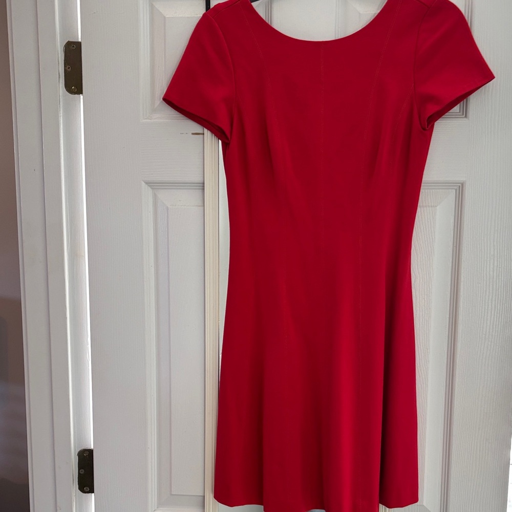 Classic Red Short-Sleeve Fit & Flare Dress